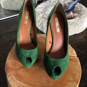 Zara green suede shoes